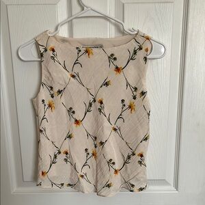 A&F Cream Blouse with Floral Design